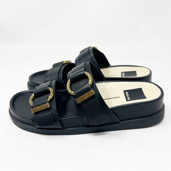 DOLCE VITA BLACK LEATHER SOYA SLIDE SANDALS WITH BUCKLES WOMENS 6.5 - Picture 4 of 7